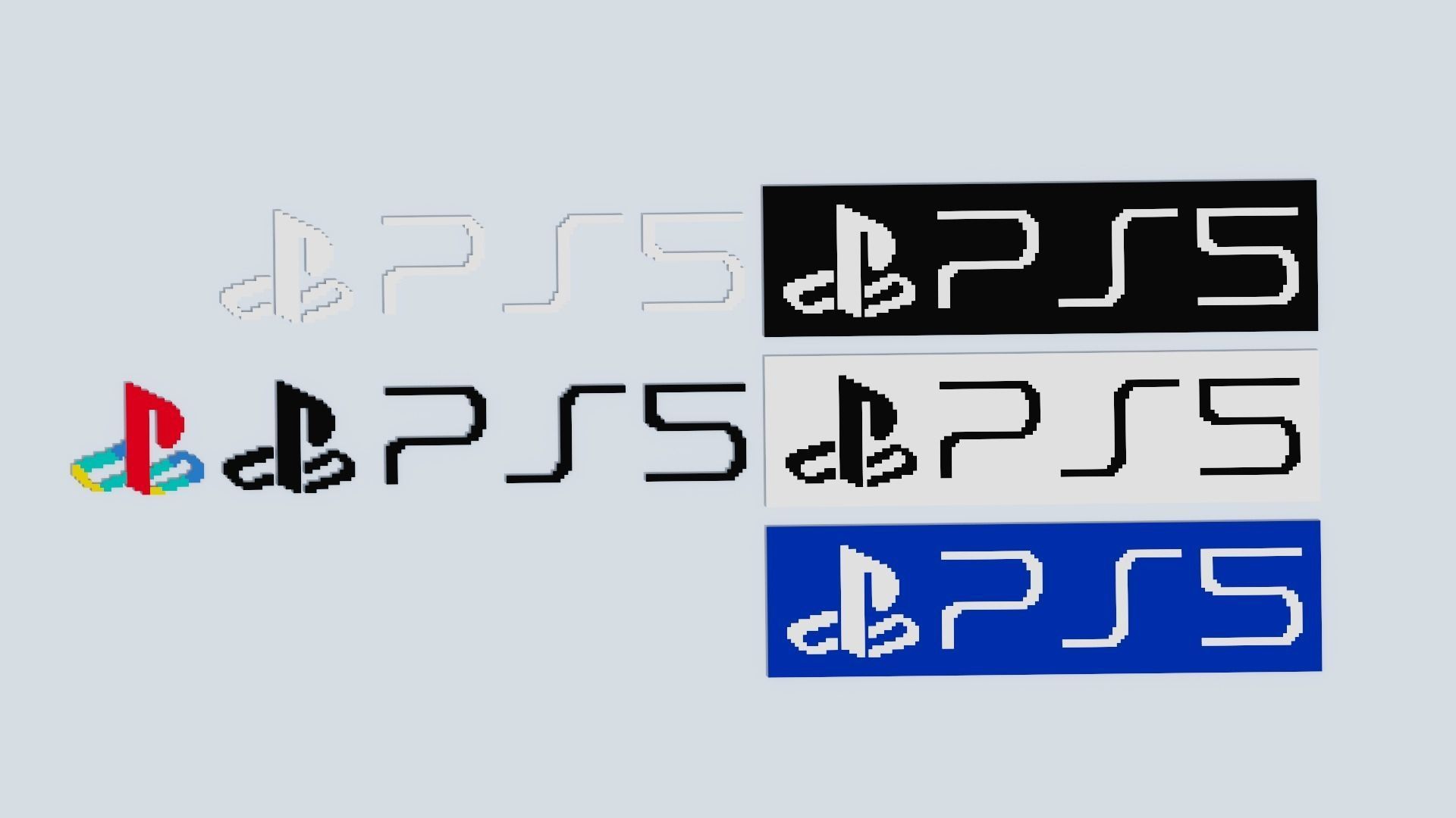 Voxel Logo Set Low-poly 3D model_26