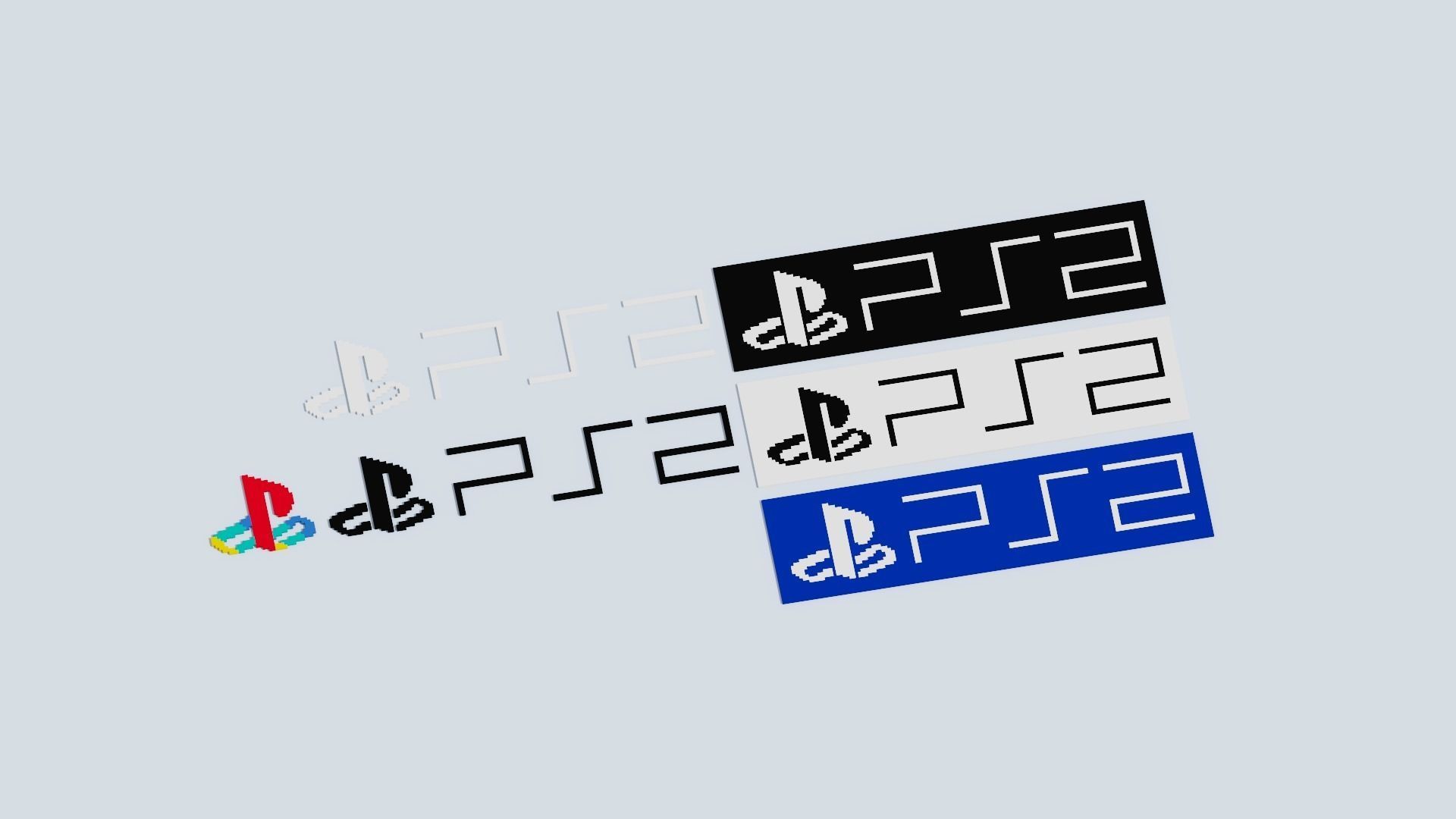 Voxel Logo Set Low-poly 3D model_39