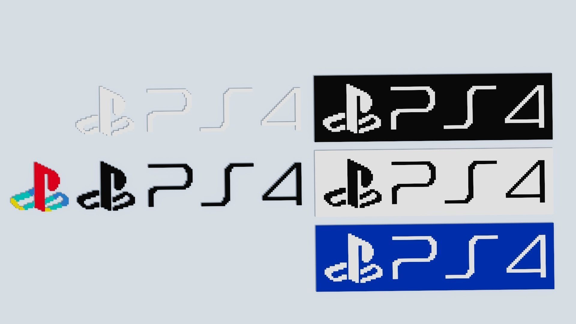 Voxel Logo Set Low-poly 3D model_32