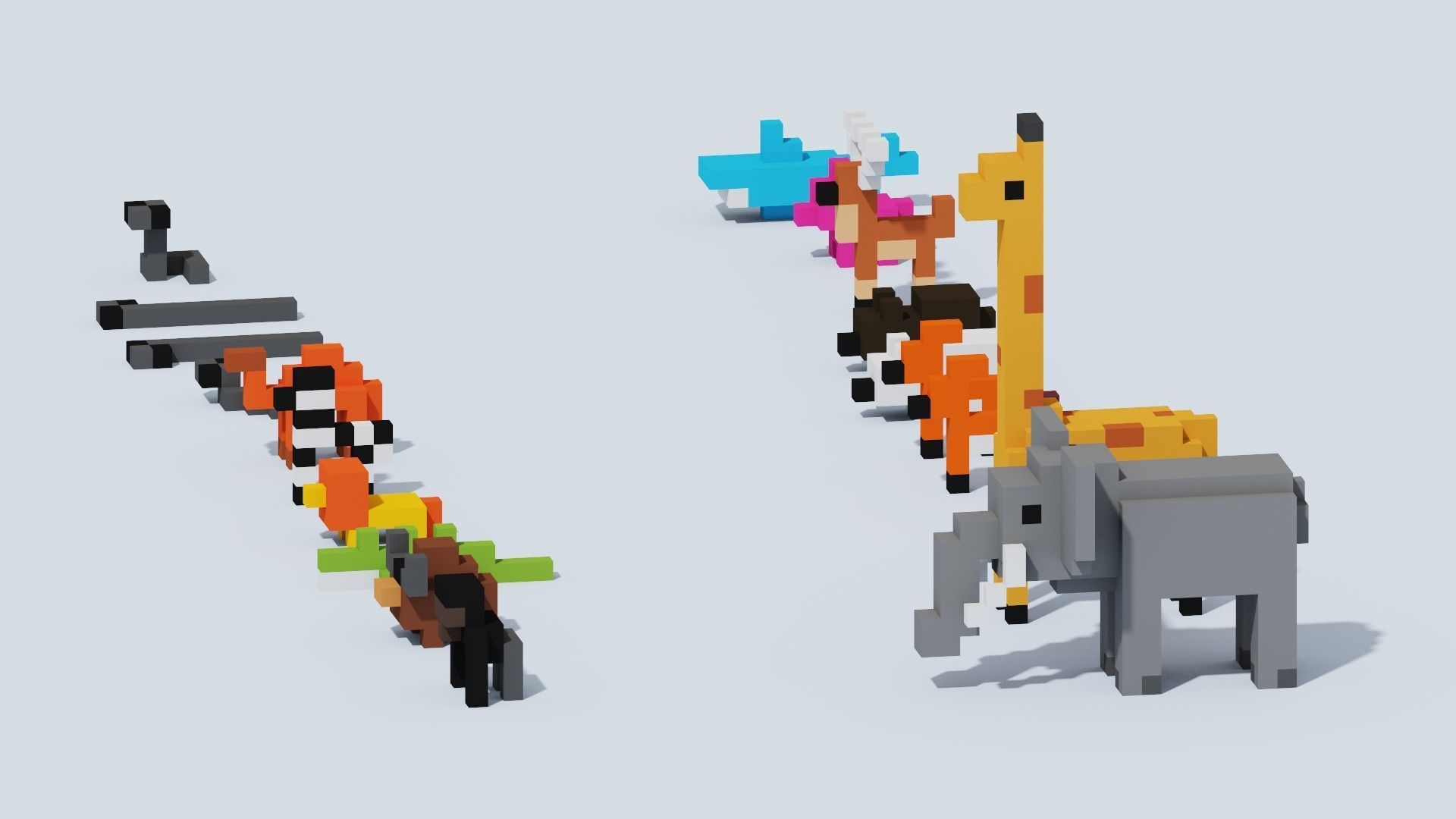 Voxel Animals Big Set Low-poly 3D model_39