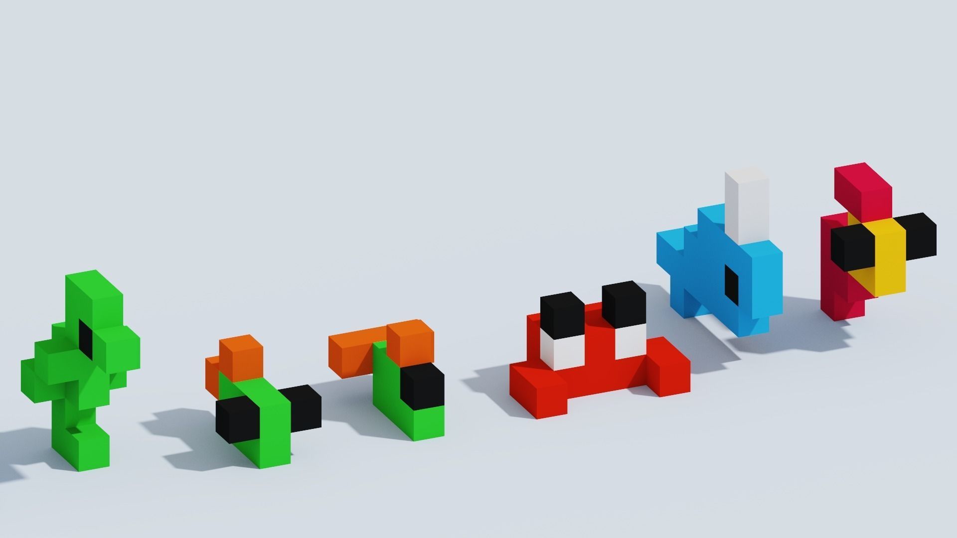 Voxel Animals Big Set Low-poly 3D model_22