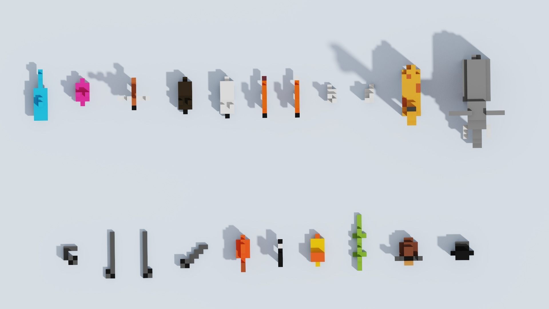 Voxel Animals Big Set Low-poly 3D model_40