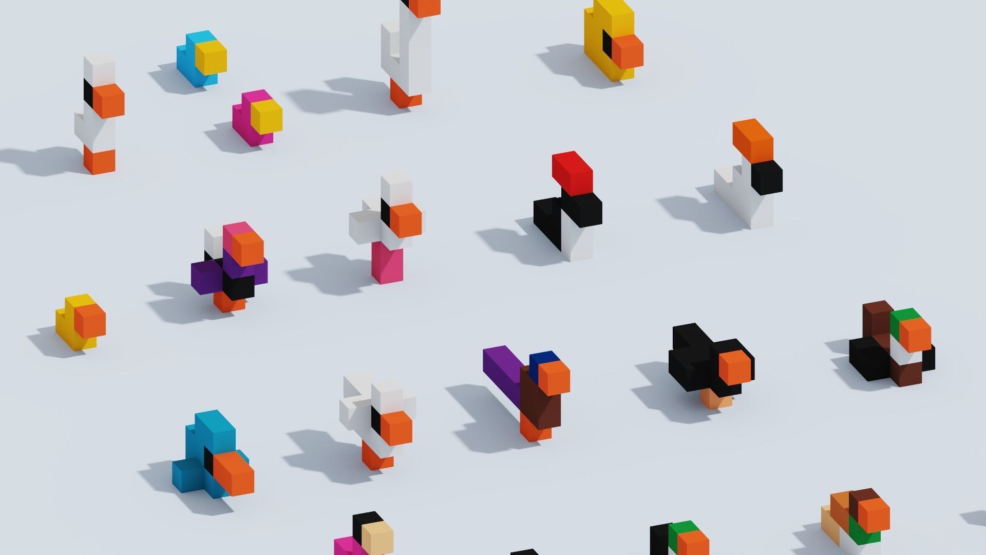 Voxel Animals Big Set Low-poly 3D model_3