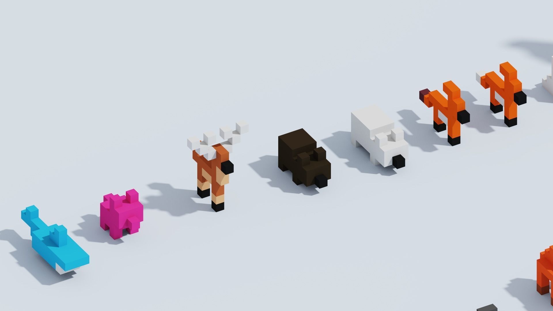 Voxel Animals Big Set Low-poly 3D model_36