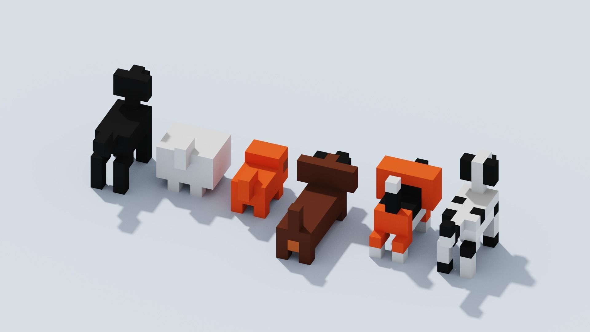 Voxel Animals Big Set Low-poly 3D model_15