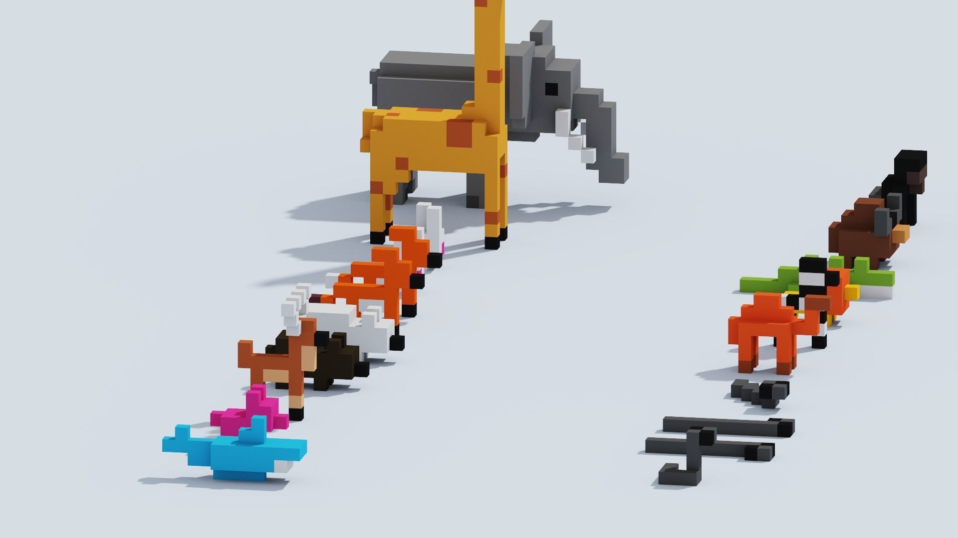Voxel Animals Big Set Low-poly 3D model_38