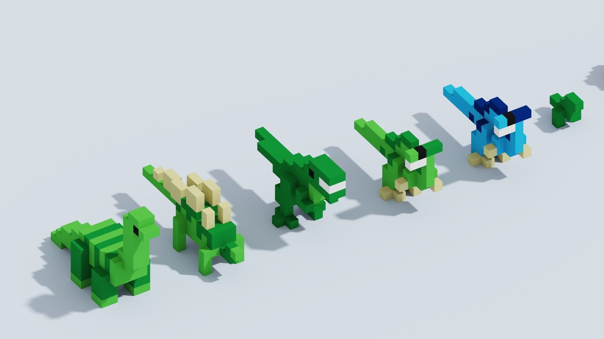 Voxel Animals Big Set Low-poly 3D model_7