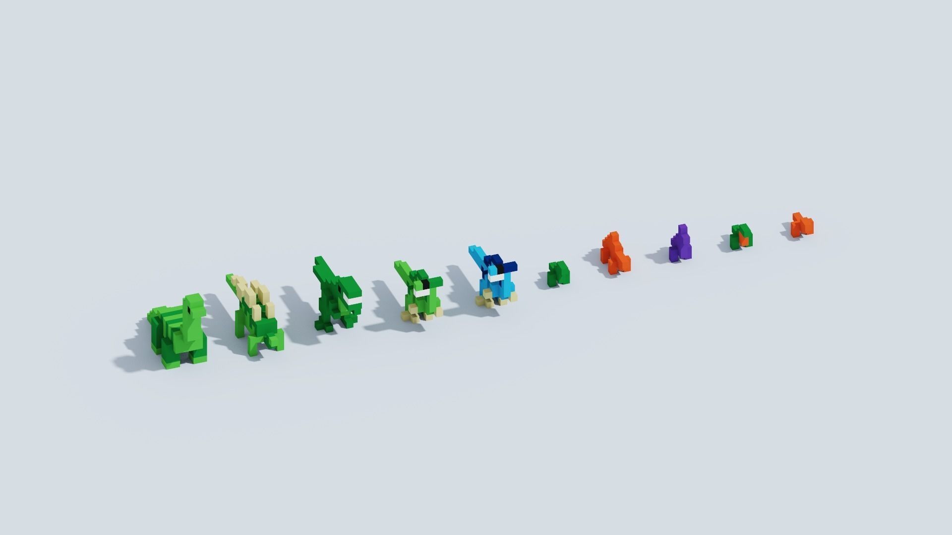 Voxel Animals Big Set Low-poly 3D model_6