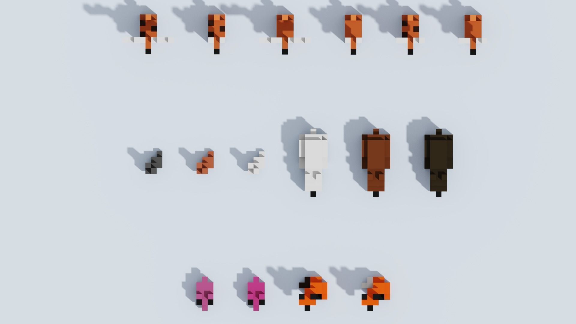 Voxel Animals Big Set Low-poly 3D model_30