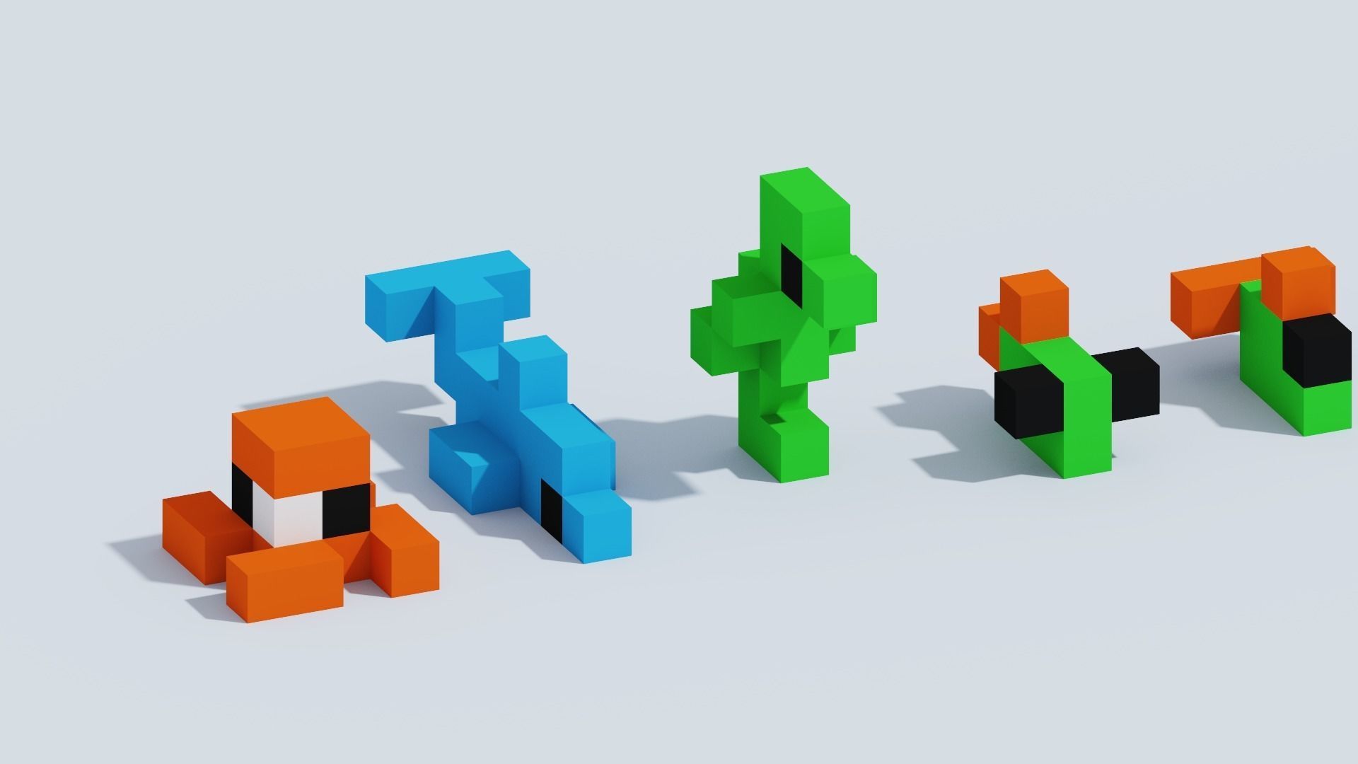 Voxel Animals Big Set Low-poly 3D model_21
