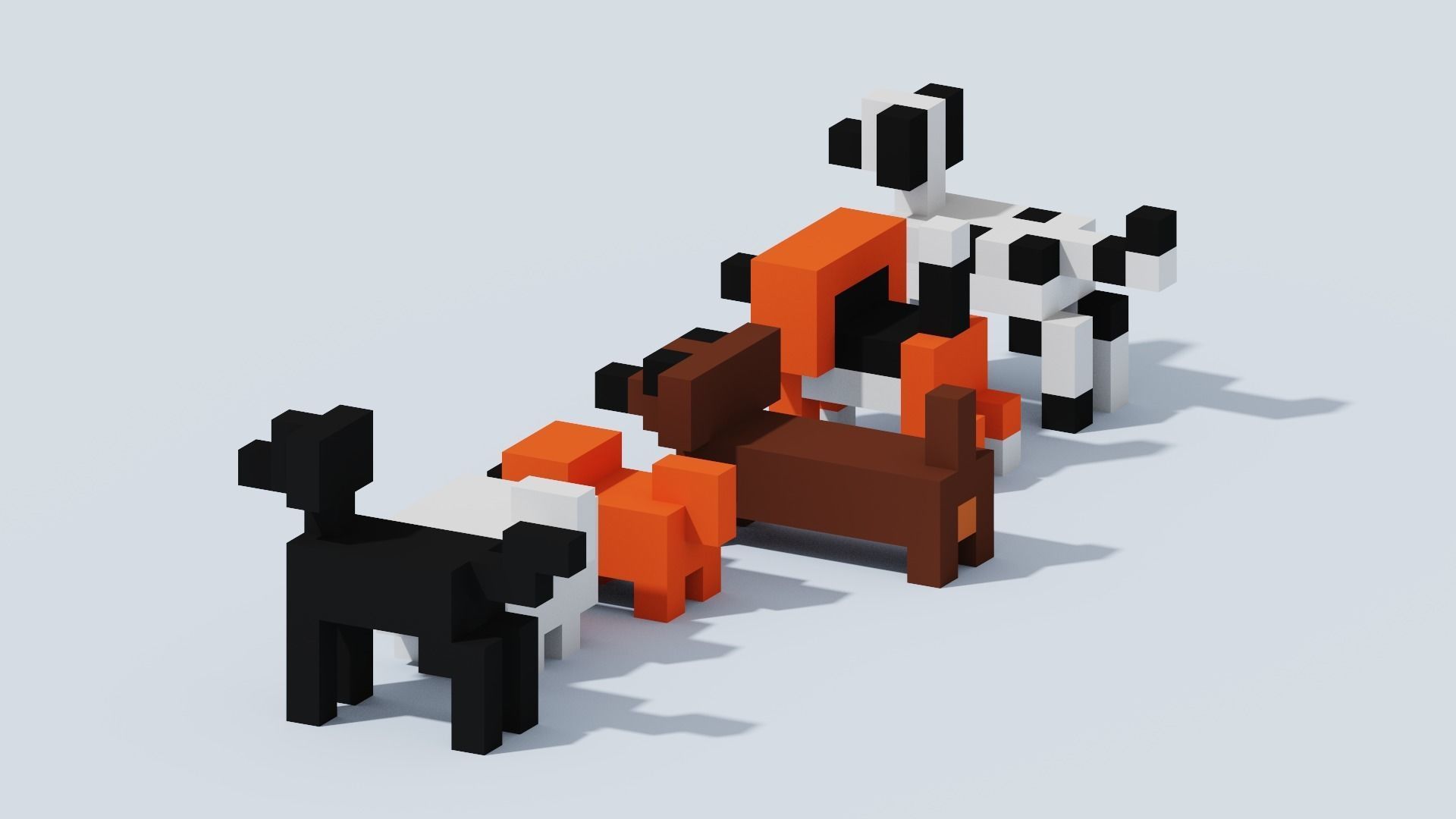 Voxel Animals Big Set Low-poly 3D model_16