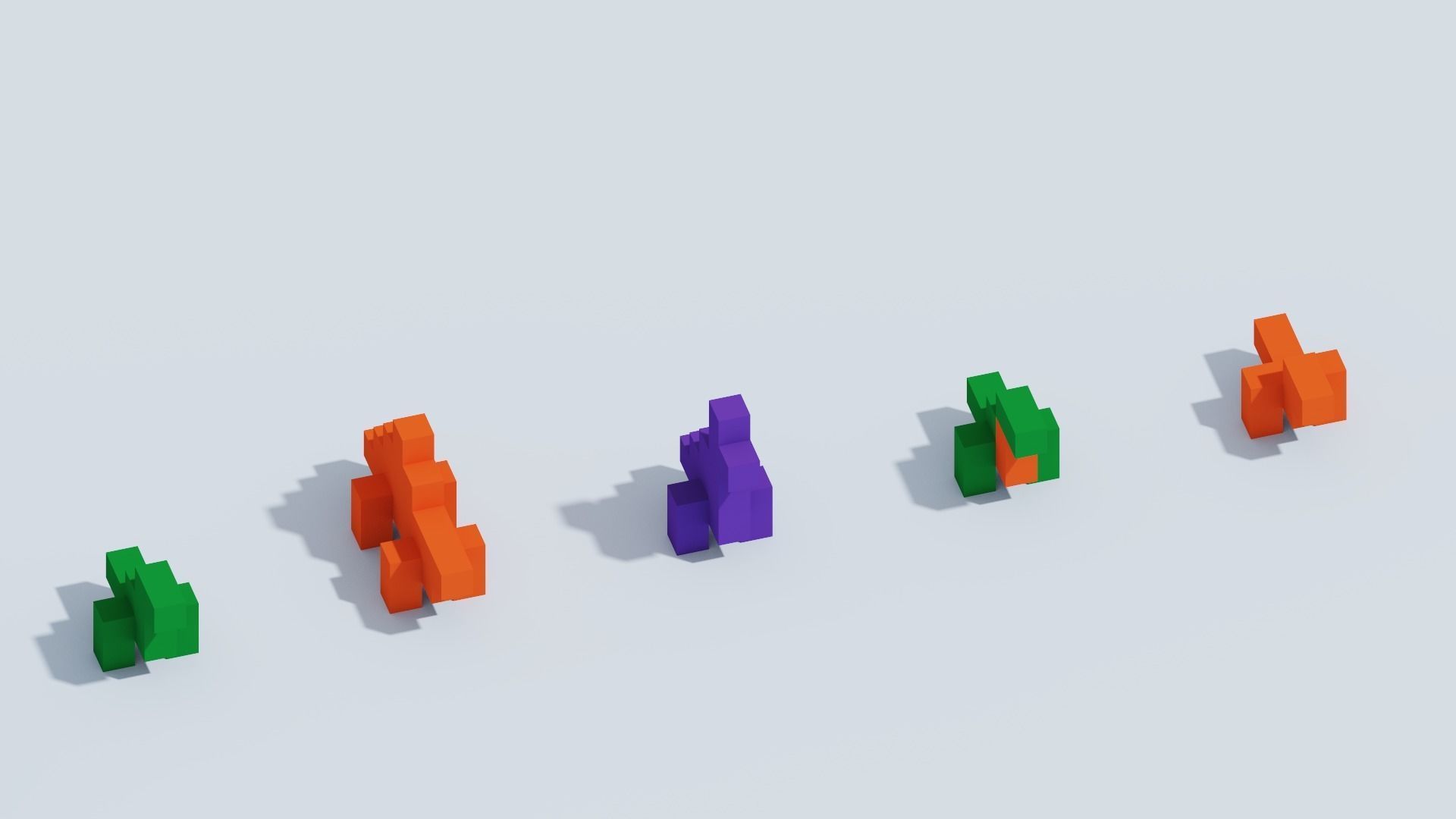 Voxel Animals Big Set Low-poly 3D model_8