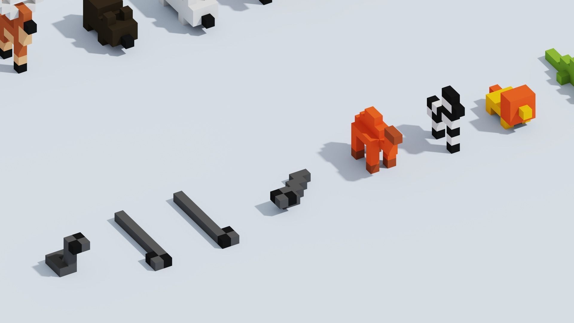 Voxel Animals Big Set Low-poly 3D model_34