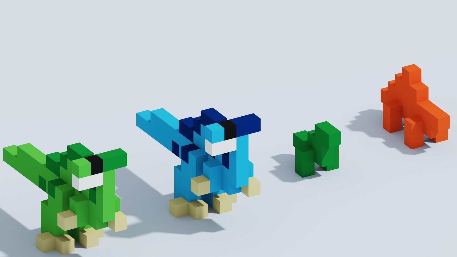 Voxel Animals Big Set Low-poly 3D model_12