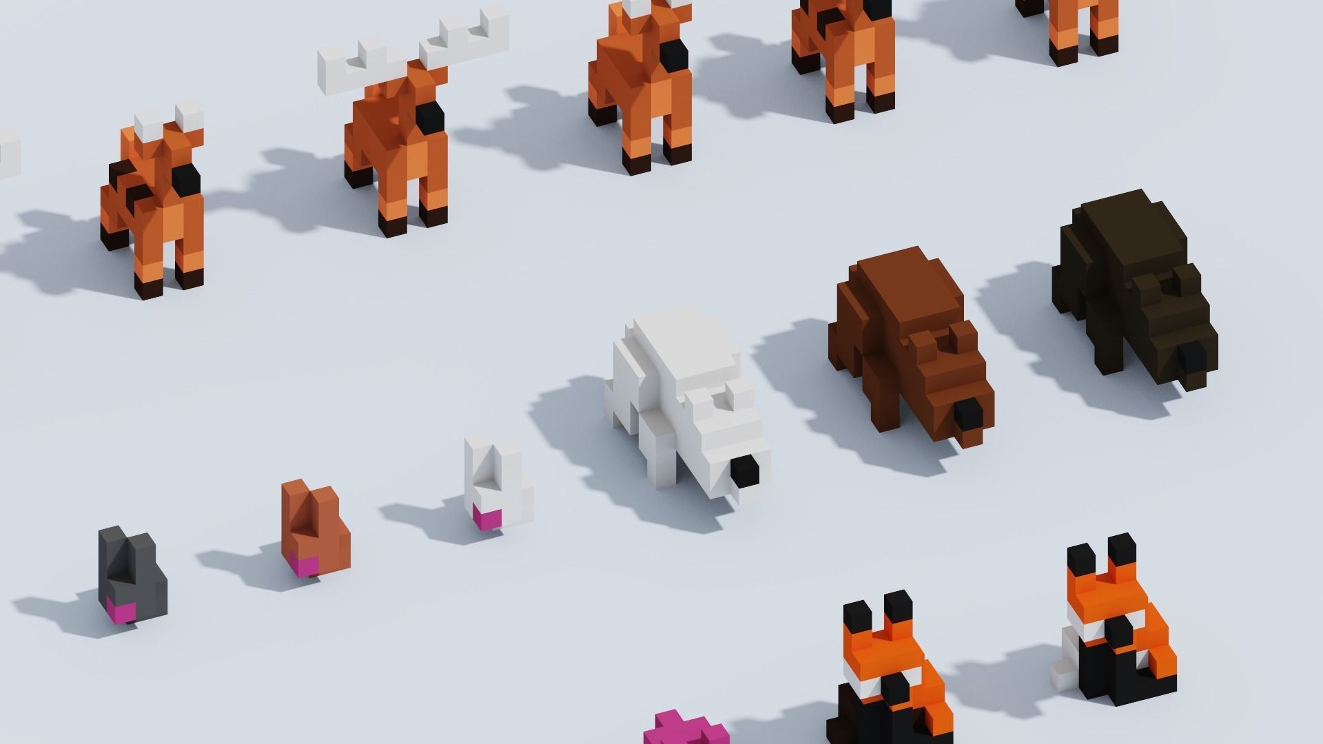Voxel Animals Big Set Low-poly 3D model_28