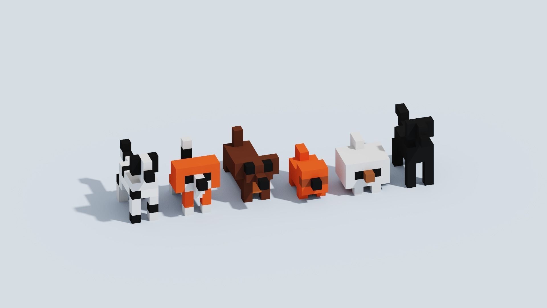 Voxel Animals Big Set Low-poly 3D model_14