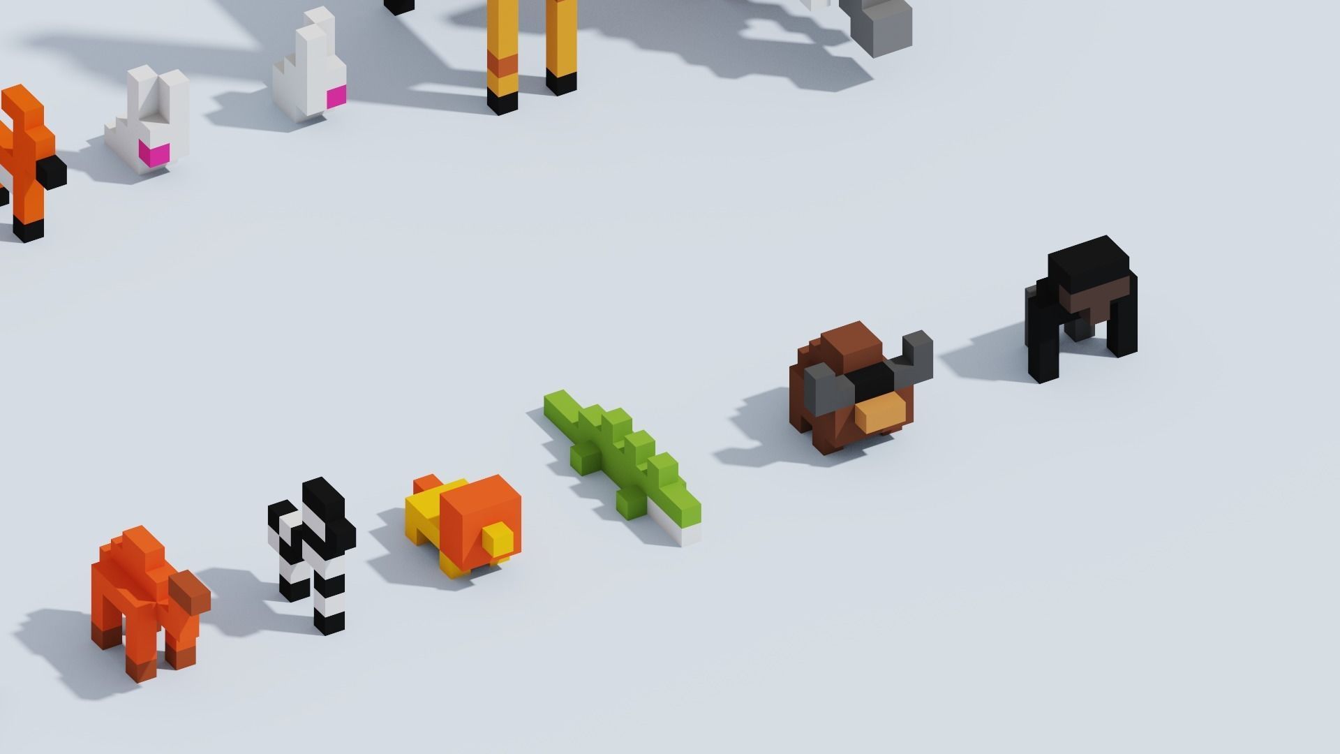 Voxel Animals Big Set Low-poly 3D model_35
