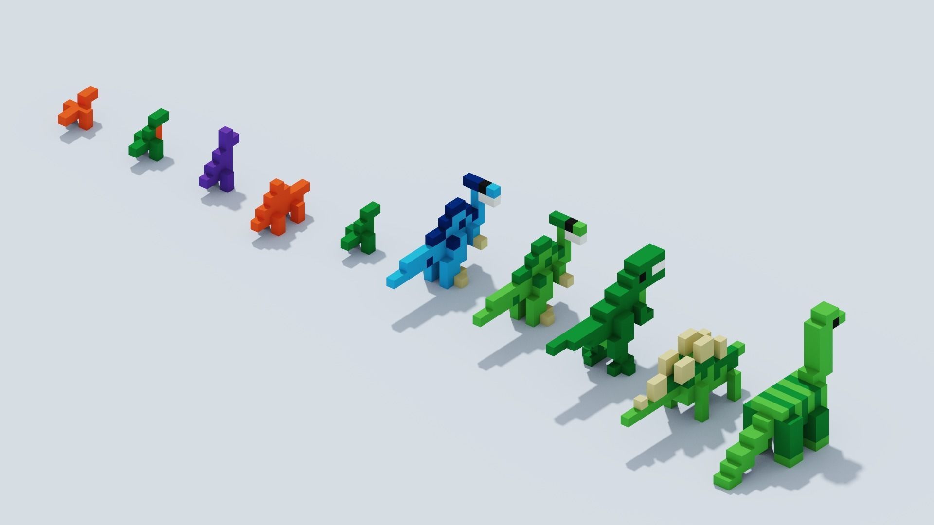 Voxel Animals Big Set Low-poly 3D model_9