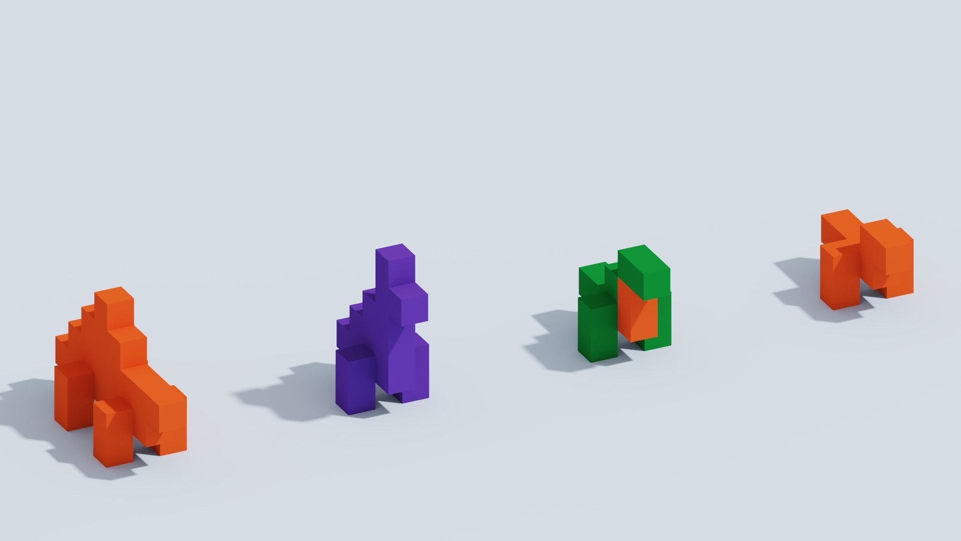 Voxel Animals Big Set Low-poly 3D model_13
