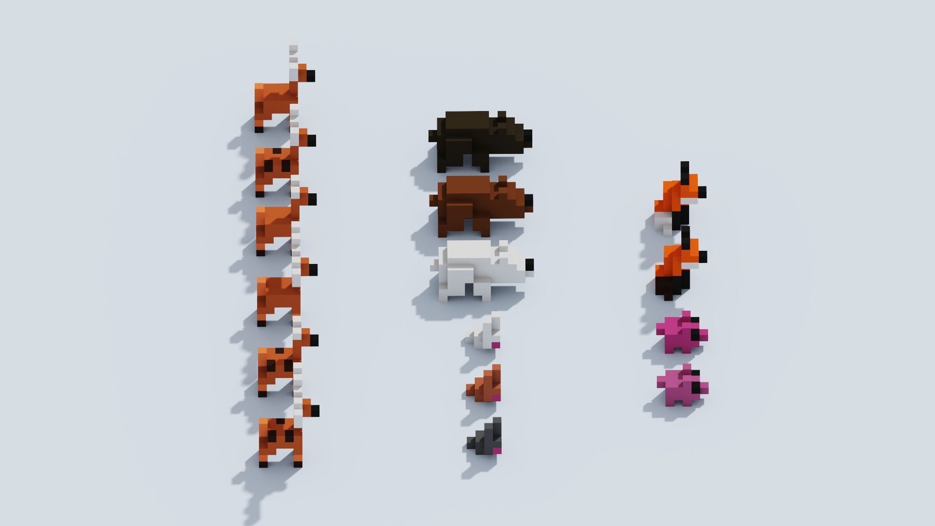 Voxel Animals Big Set Low-poly 3D model_31