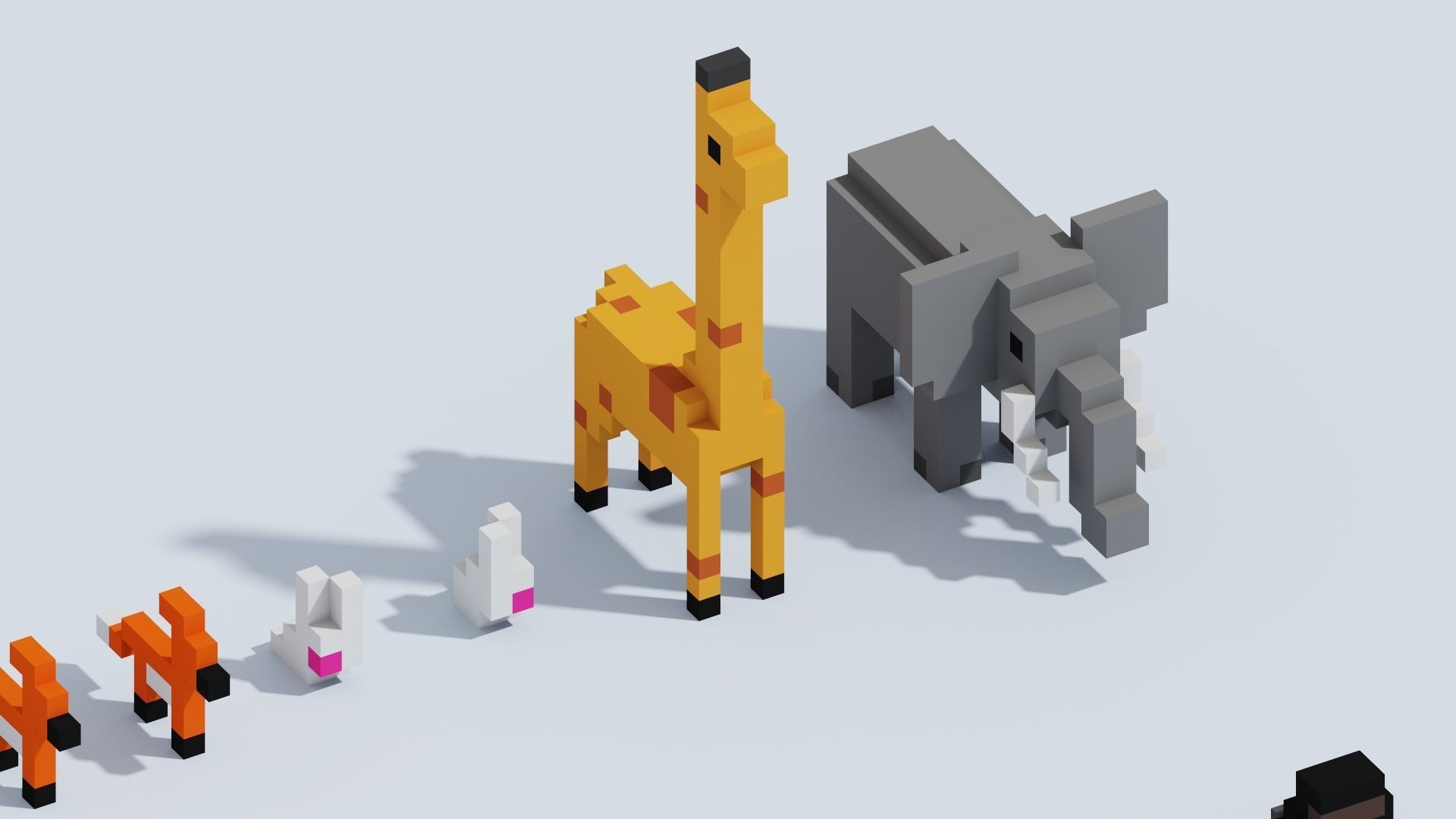 Voxel Animals Big Set Low-poly 3D model_37