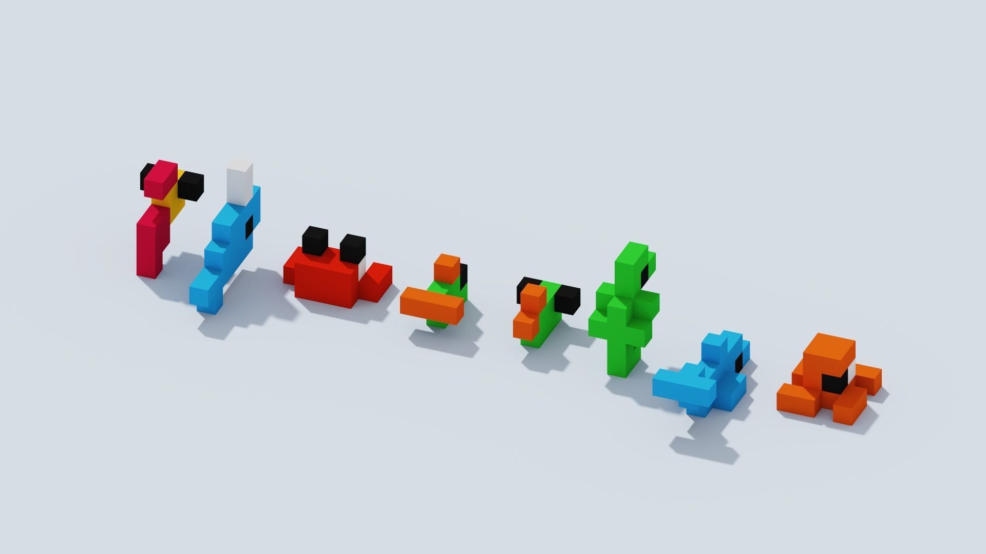 Voxel Animals Big Set Low-poly 3D model_20