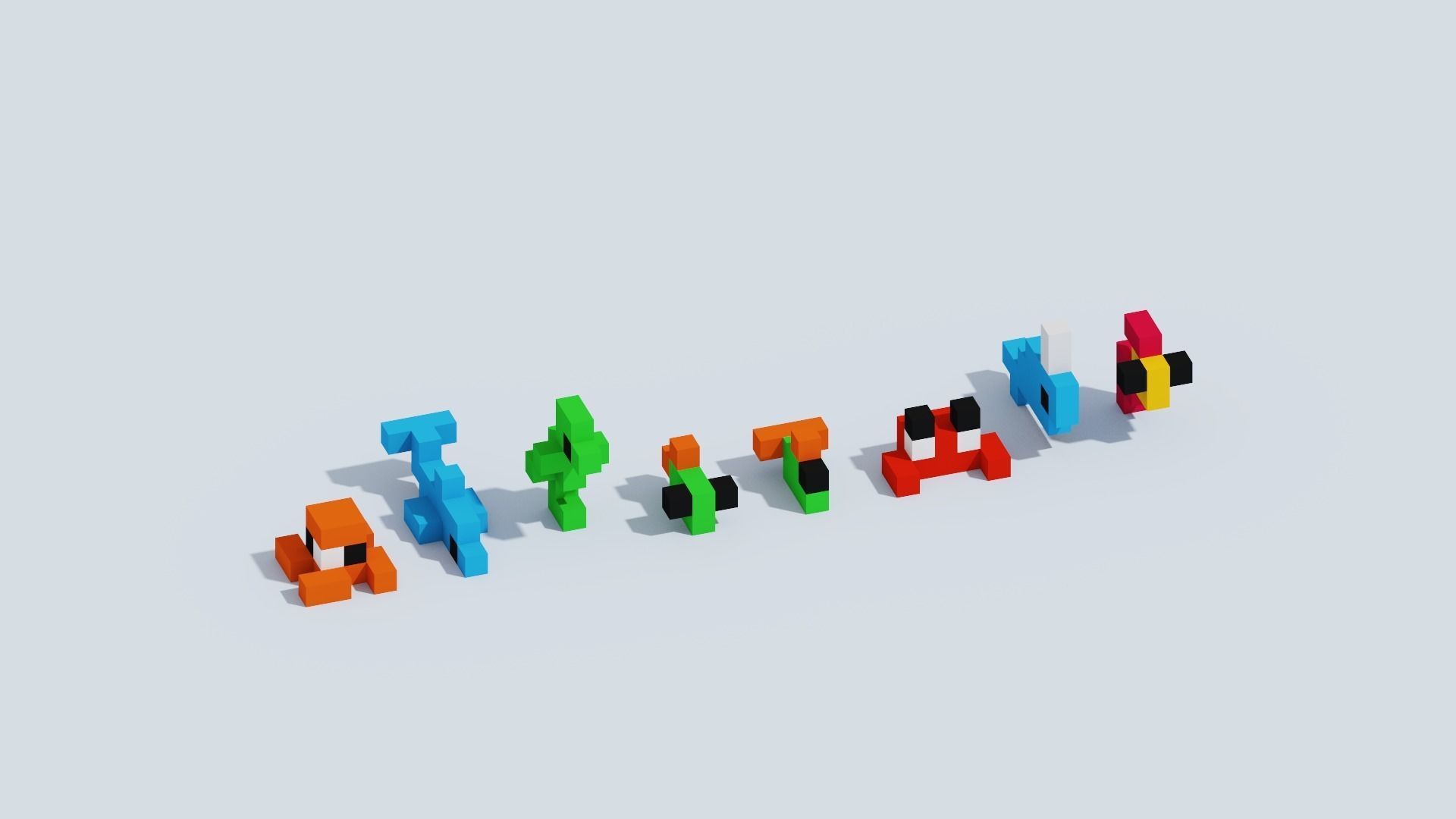 Voxel Animals Big Set Low-poly 3D model_19