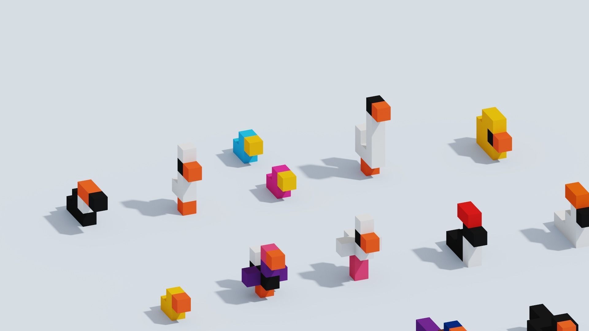 Voxel Animals Big Set Low-poly 3D model_4