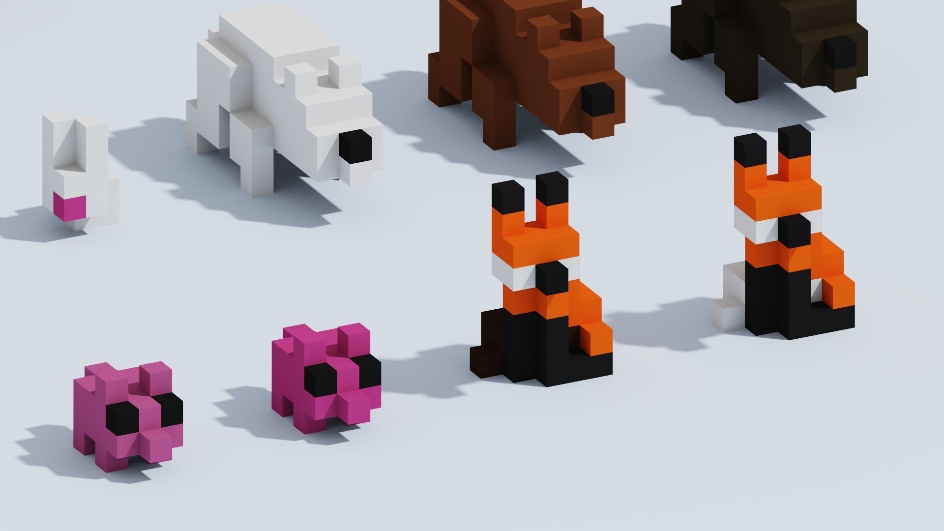 Voxel Animals Big Set Low-poly 3D model_27