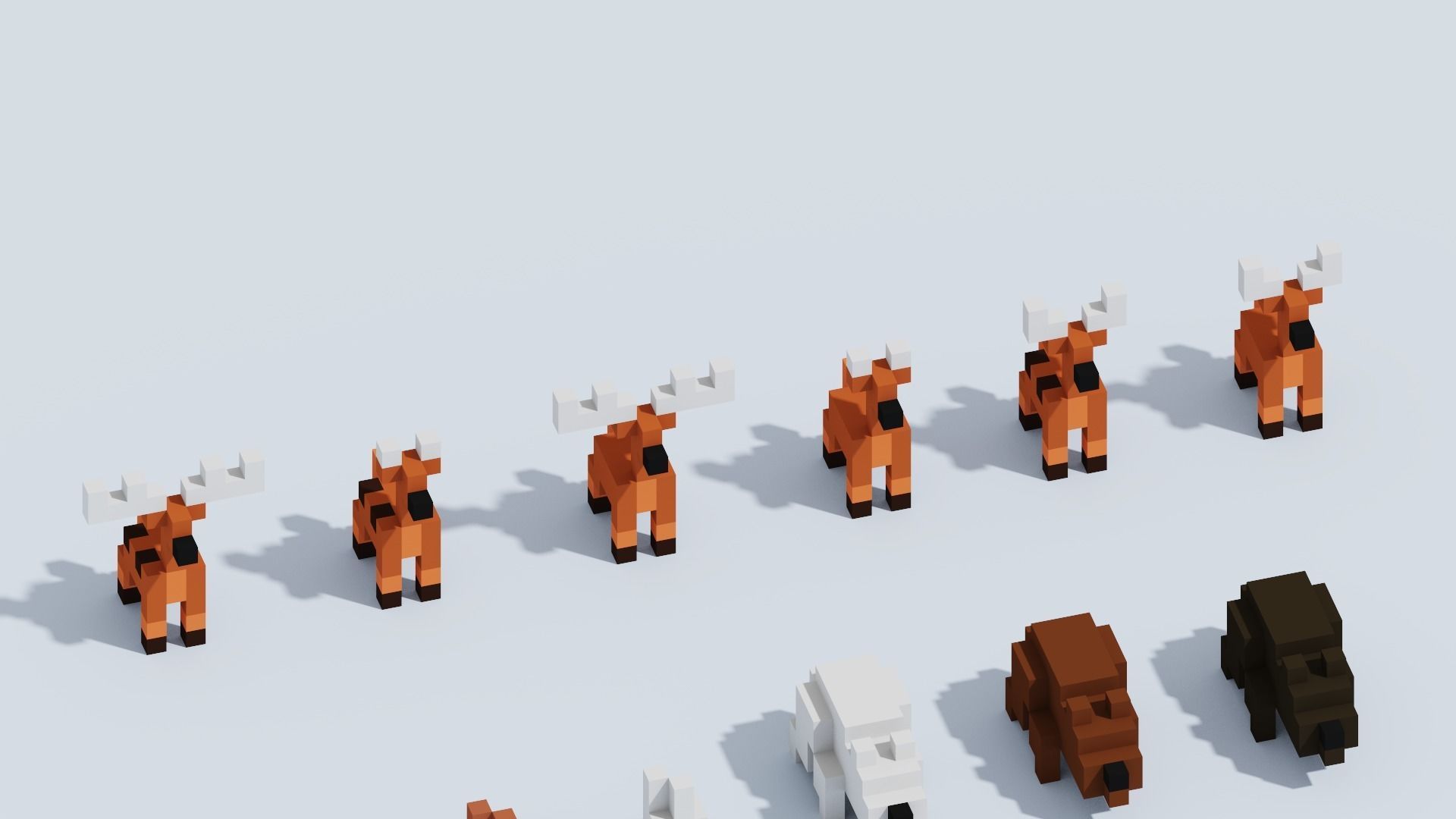 Voxel Animals Big Set Low-poly 3D model_29