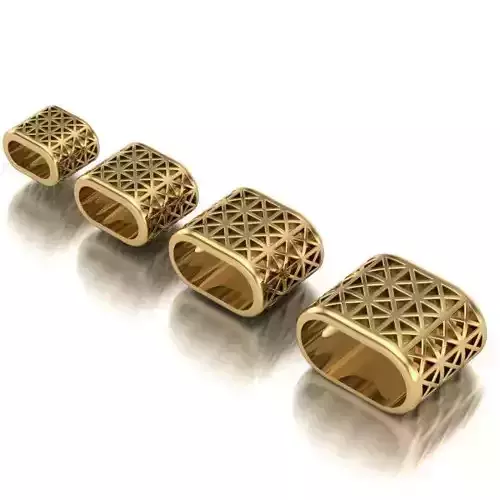 CHARMS three gold plated rings with geometric patterns