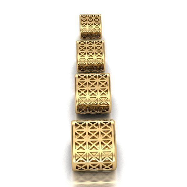CHARMS three gold plated rings with geometric patterns 3D print model_2