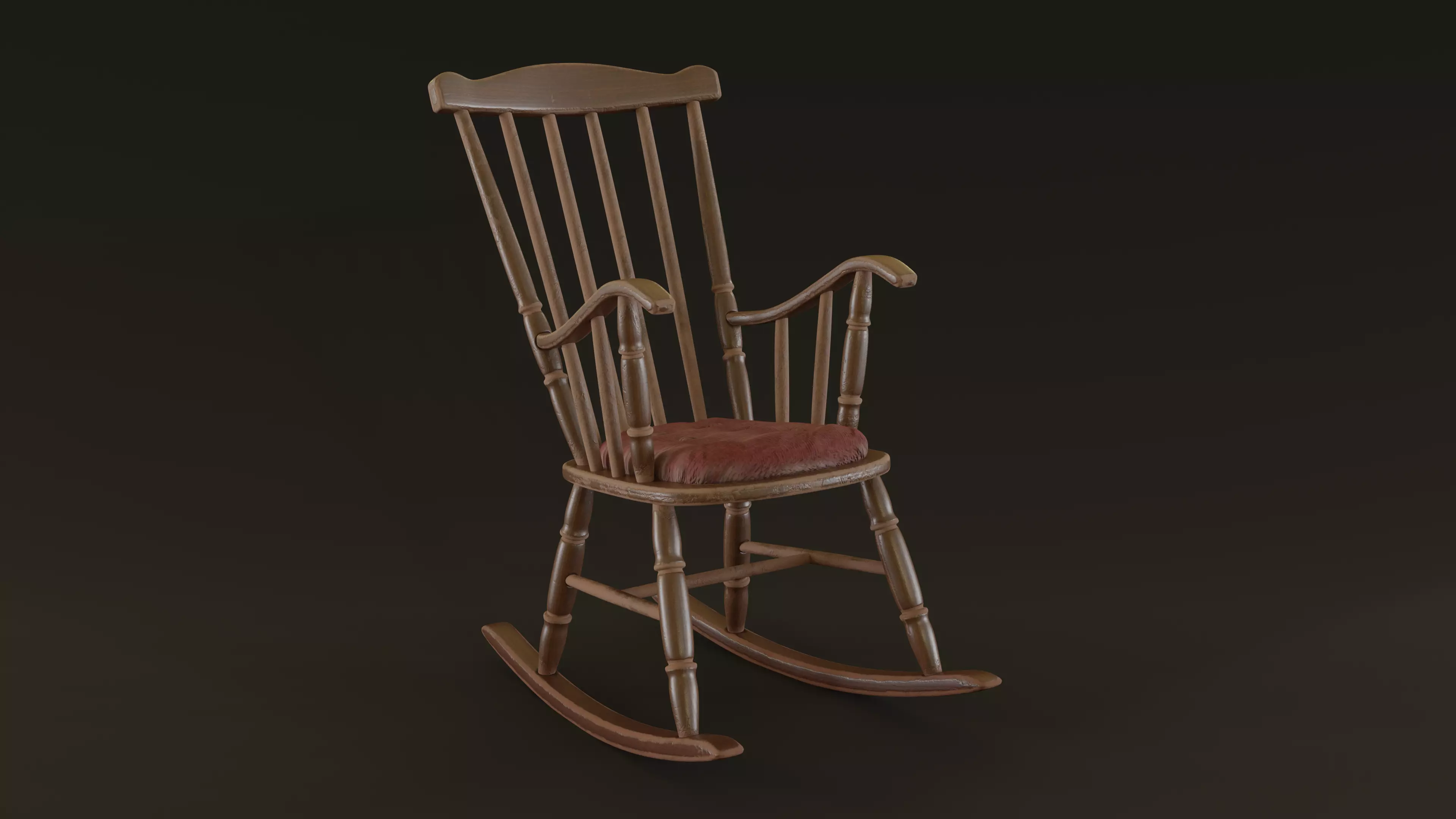 Rocking Chair Low-poly 3D model_0