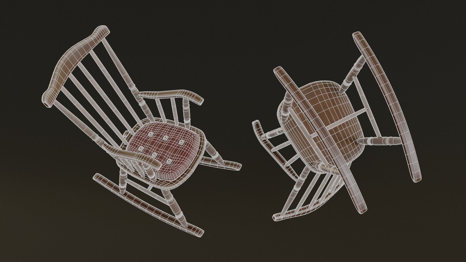 Rocking Chair Low-poly 3D model_5