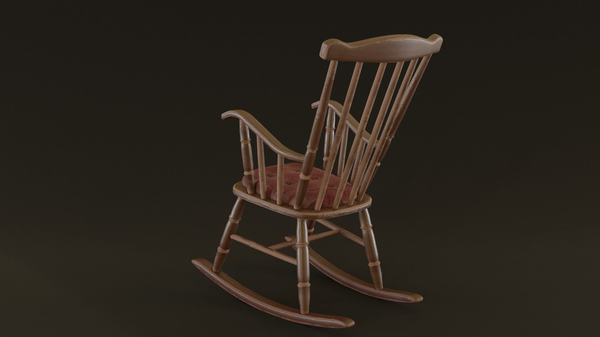 Rocking Chair Low-poly 3D model_2