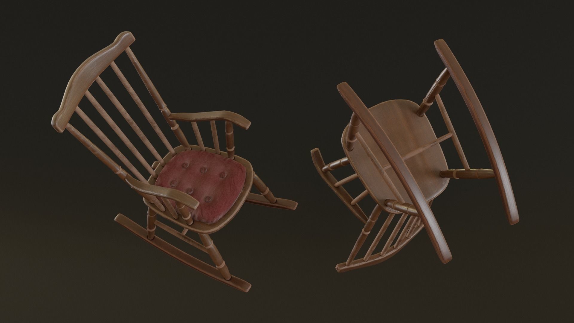 Rocking Chair Low-poly 3D model_4