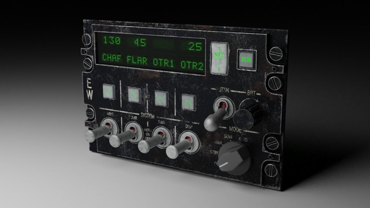 F16 CMDS CHAFF and FLARE Panel 3D model_29