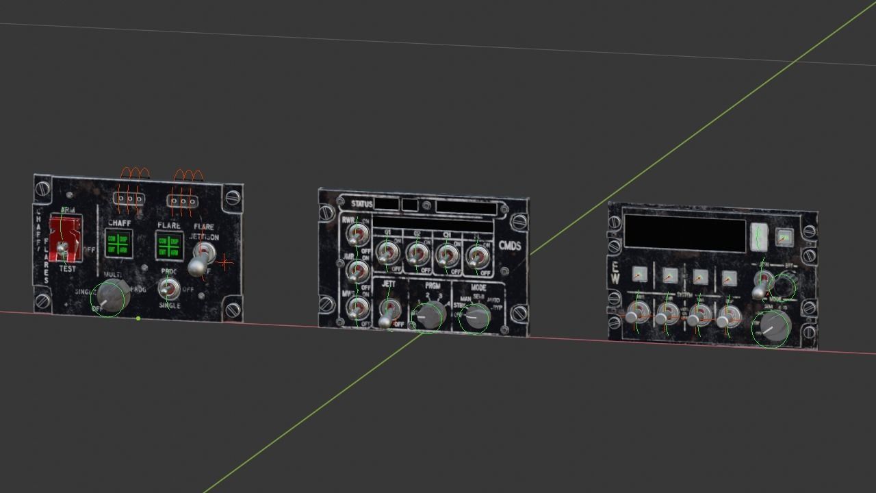 F16 CMDS CHAFF and FLARE Panel 3D model_12