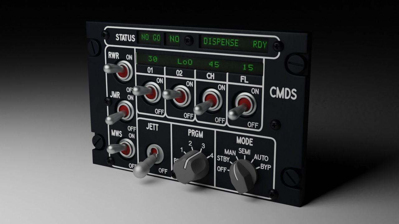 F16 CMDS CHAFF and FLARE Panel 3D model_20