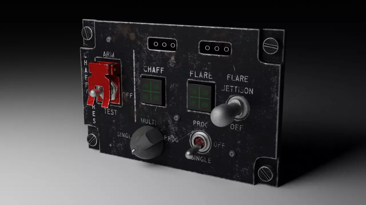 F16 CMDS CHAFF and FLARE Panel 3D model_0