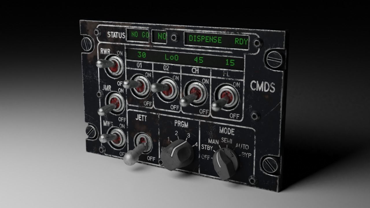 F16 CMDS CHAFF and FLARE Panel 3D model_22