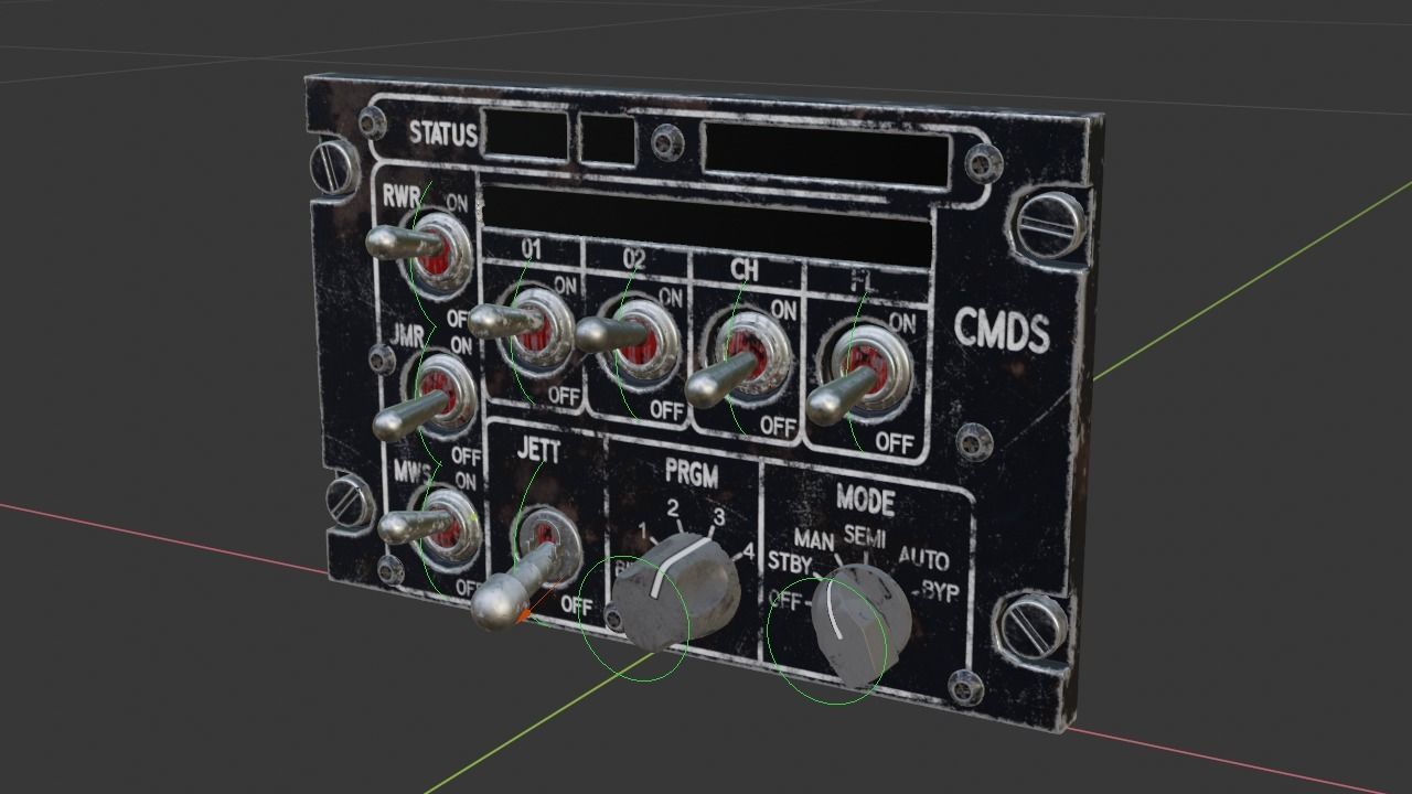F16 CMDS CHAFF and FLARE Panel 3D model_18