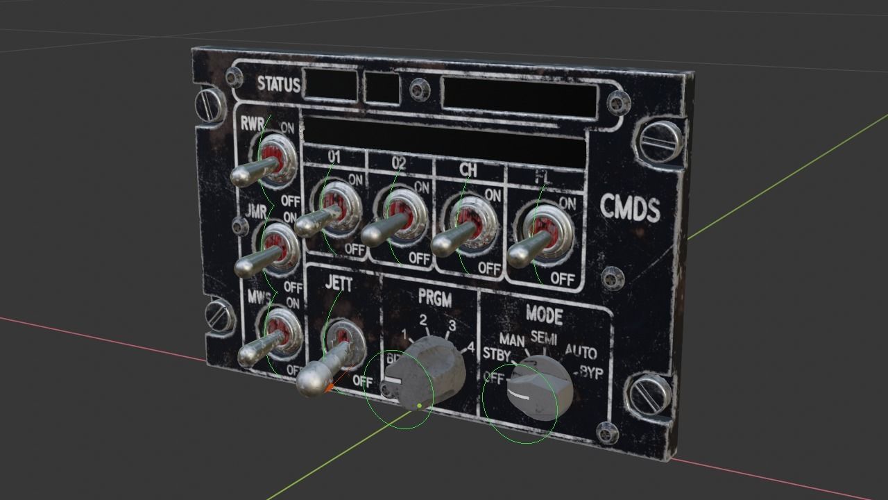 F16 CMDS CHAFF and FLARE Panel 3D model_17