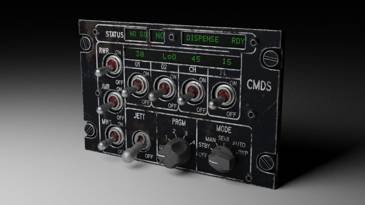 F16 CMDS CHAFF and FLARE Panel 3D model_21