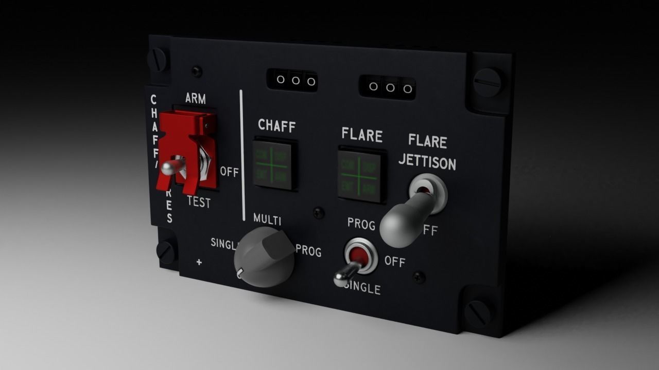 F16 CMDS CHAFF and FLARE Panel 3D model_9