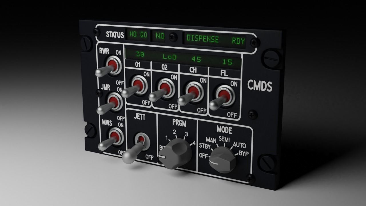 F16 CMDS CHAFF and FLARE Panel 3D model_19