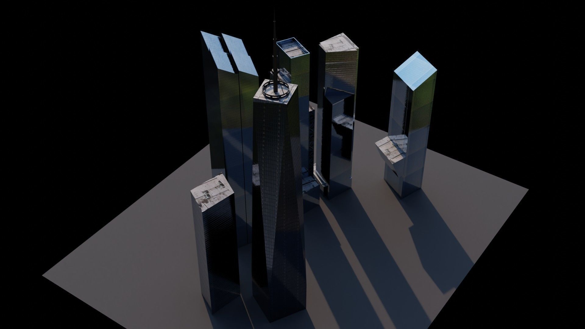 World Trade Center Pack - All World Trade Center Towers In NYC Low-poly 3D model_7