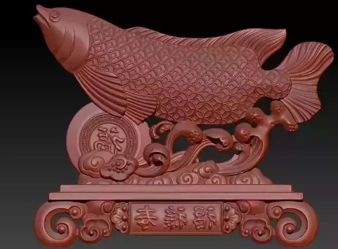 LUCKY DRAGON FISH WITH COIN AND FISH SCALES