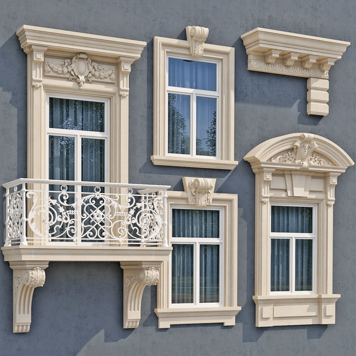 Windows in the style of modern classics 6 3D model 3D model_1
