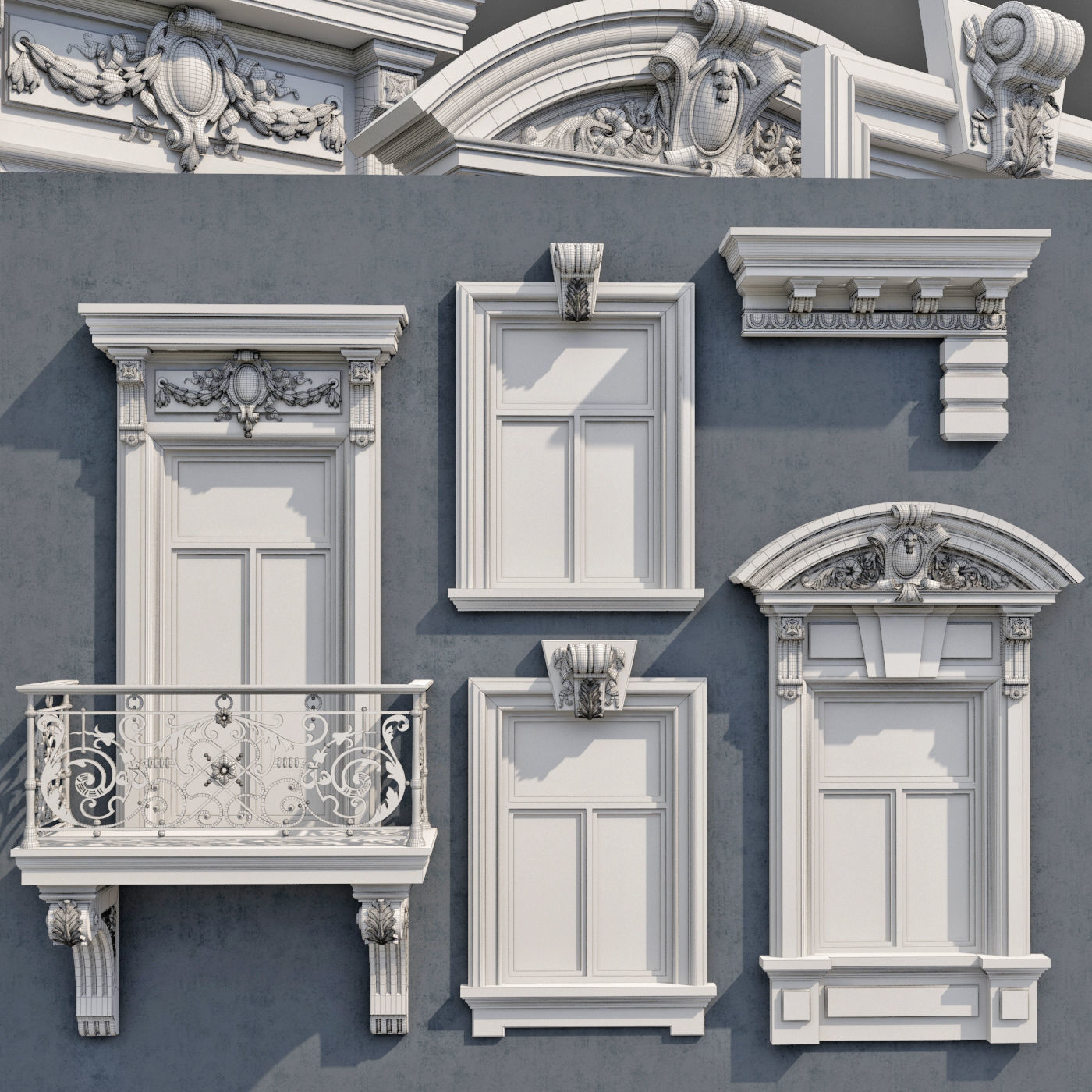 Windows in the style of modern classics 6 3D model 3D model_8